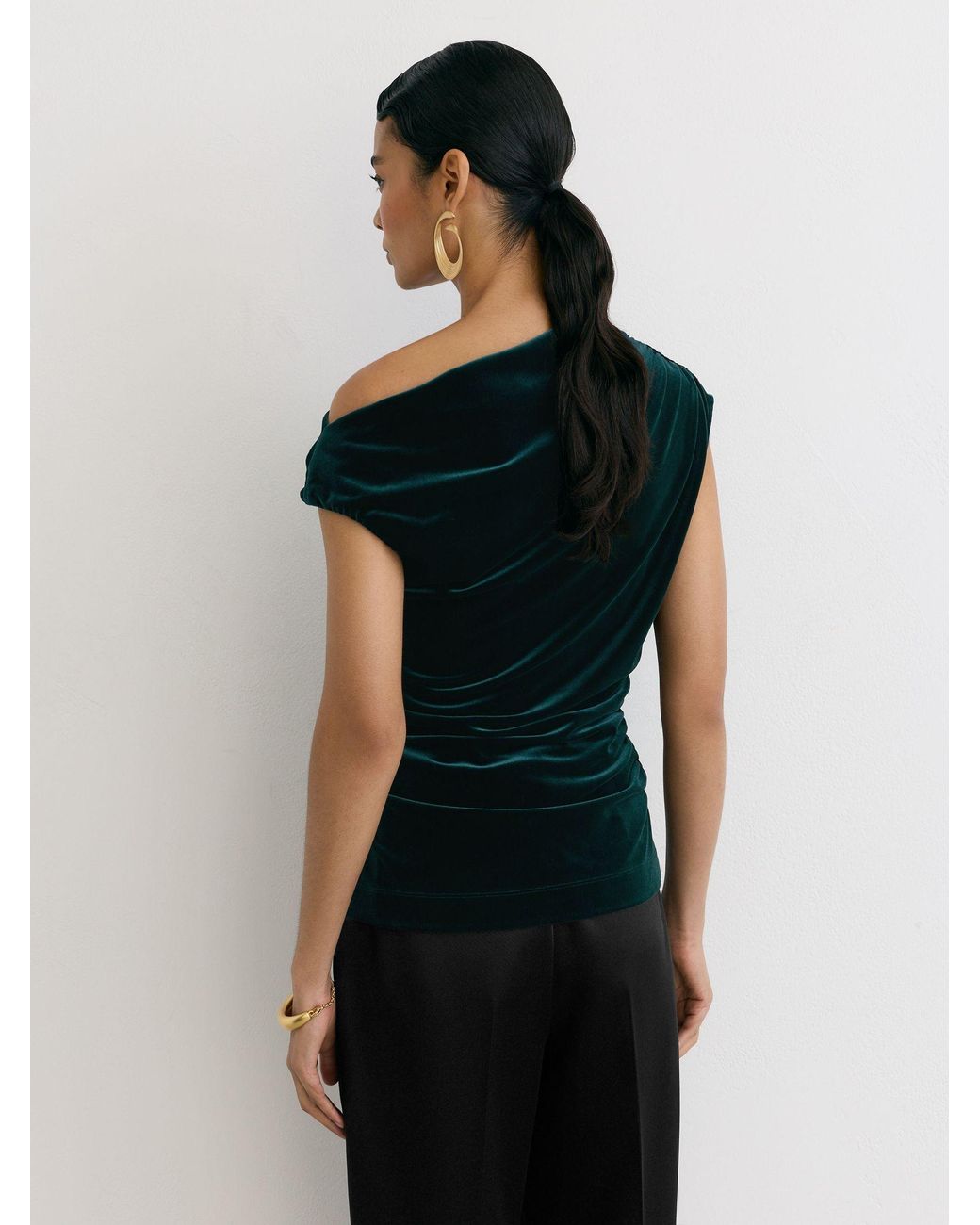 Reiss Black Velvet Off-Shoulder Top