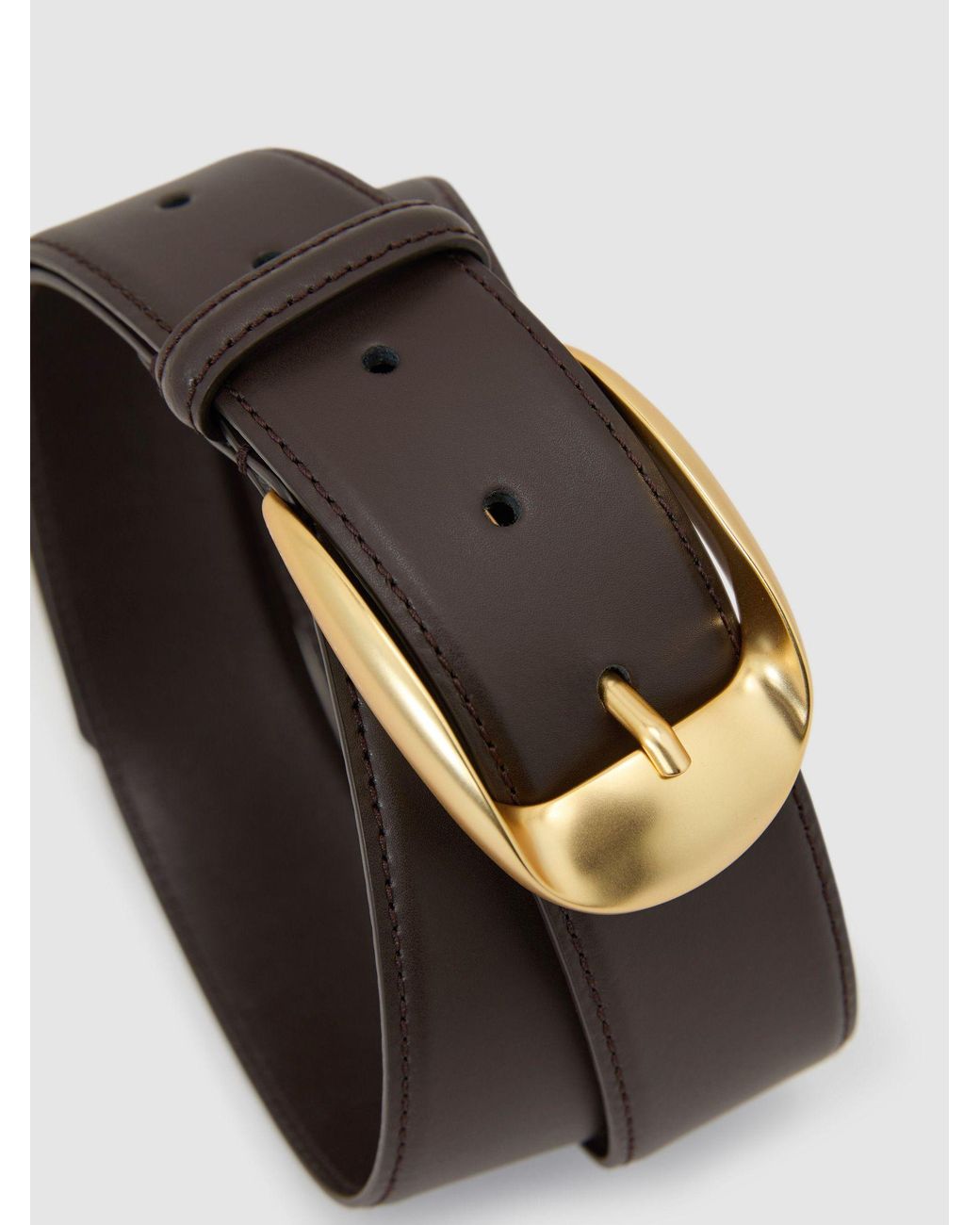Reiss Gray Leather Rounded-Buckle Belt