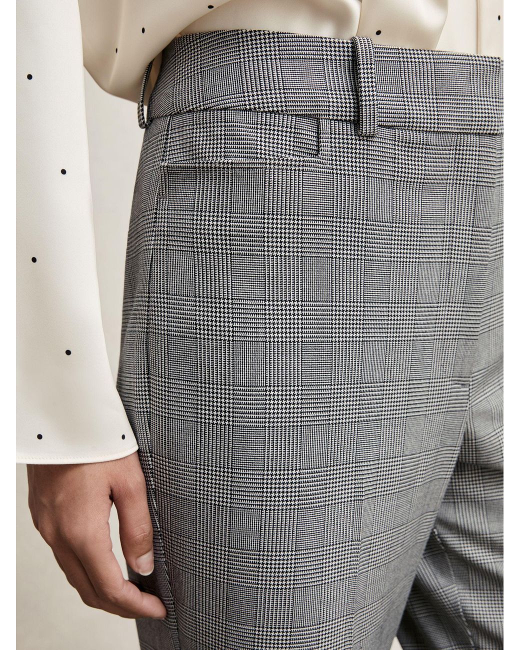 Reiss Natural Check Flared Suit Trousers