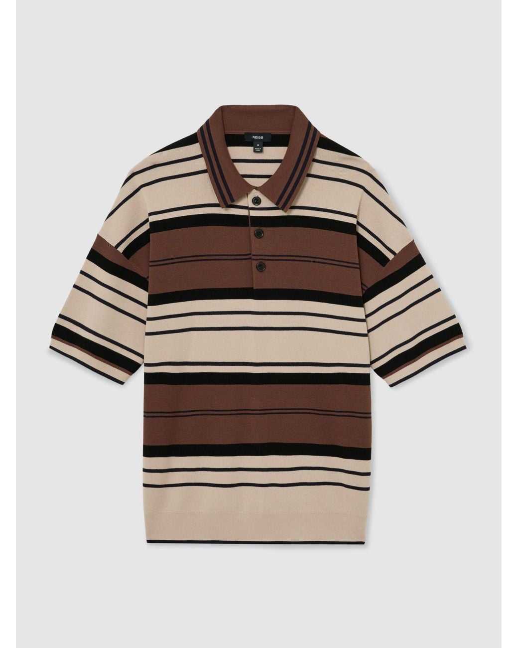 Reiss Multicolor Stripe Knit Half-Button Polo Shirt for men