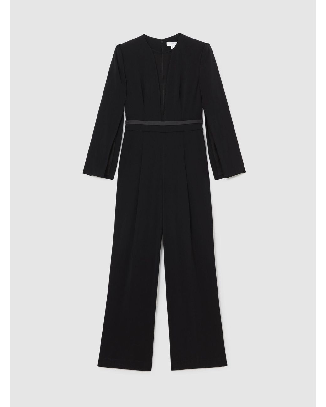 Reiss White Plunge-Neck Split-Sleeve Jumpsuit
