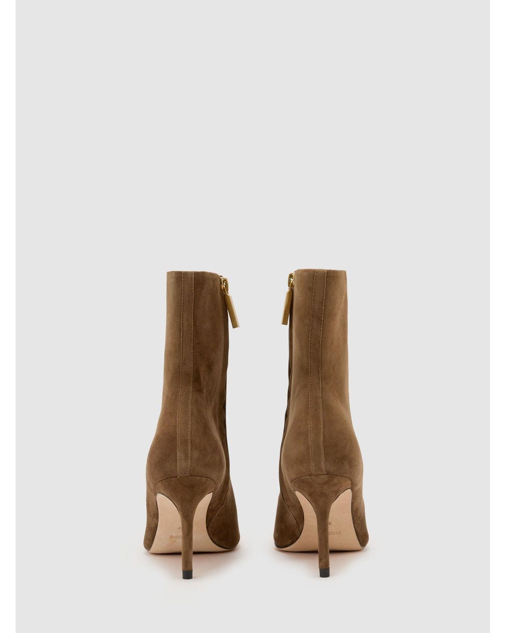 ATELIER Gray Suede Heeled Ankle Boots