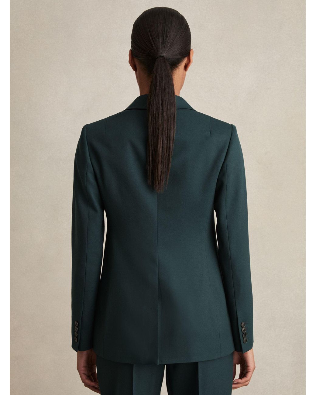 Reiss Blue Wool-Blend Single-Breasted Suit Blazer