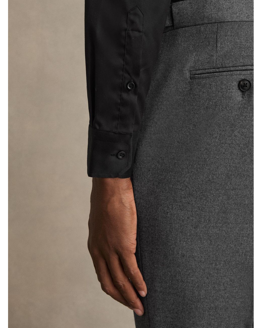 Reiss Black Slim Fit Two-Fold Cotton Shirt, - Resort & Holiday Wear for men
