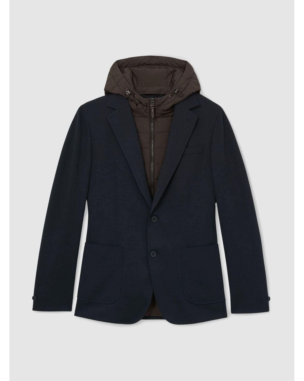 Reiss Blue Tailored Fit R-Flex Gilet-Insert Single-Breasted Blazer for men