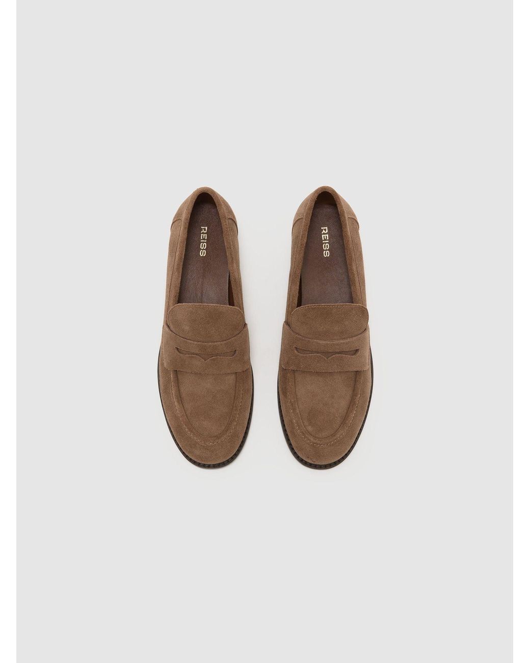 Reiss Natural Suede Penny Loafers