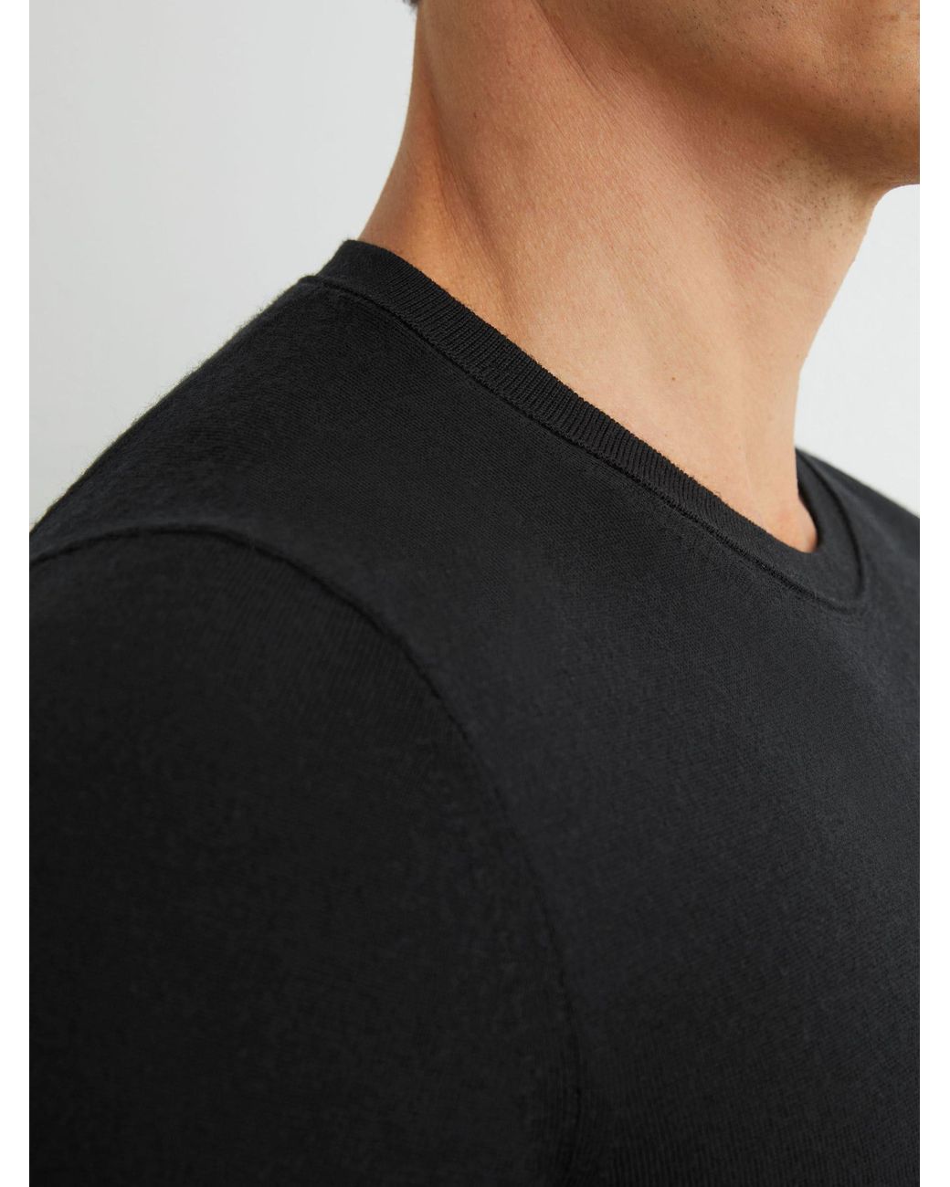 Reiss Wessex - Black Merino Wool Crew Neck Jumper, Xl for men