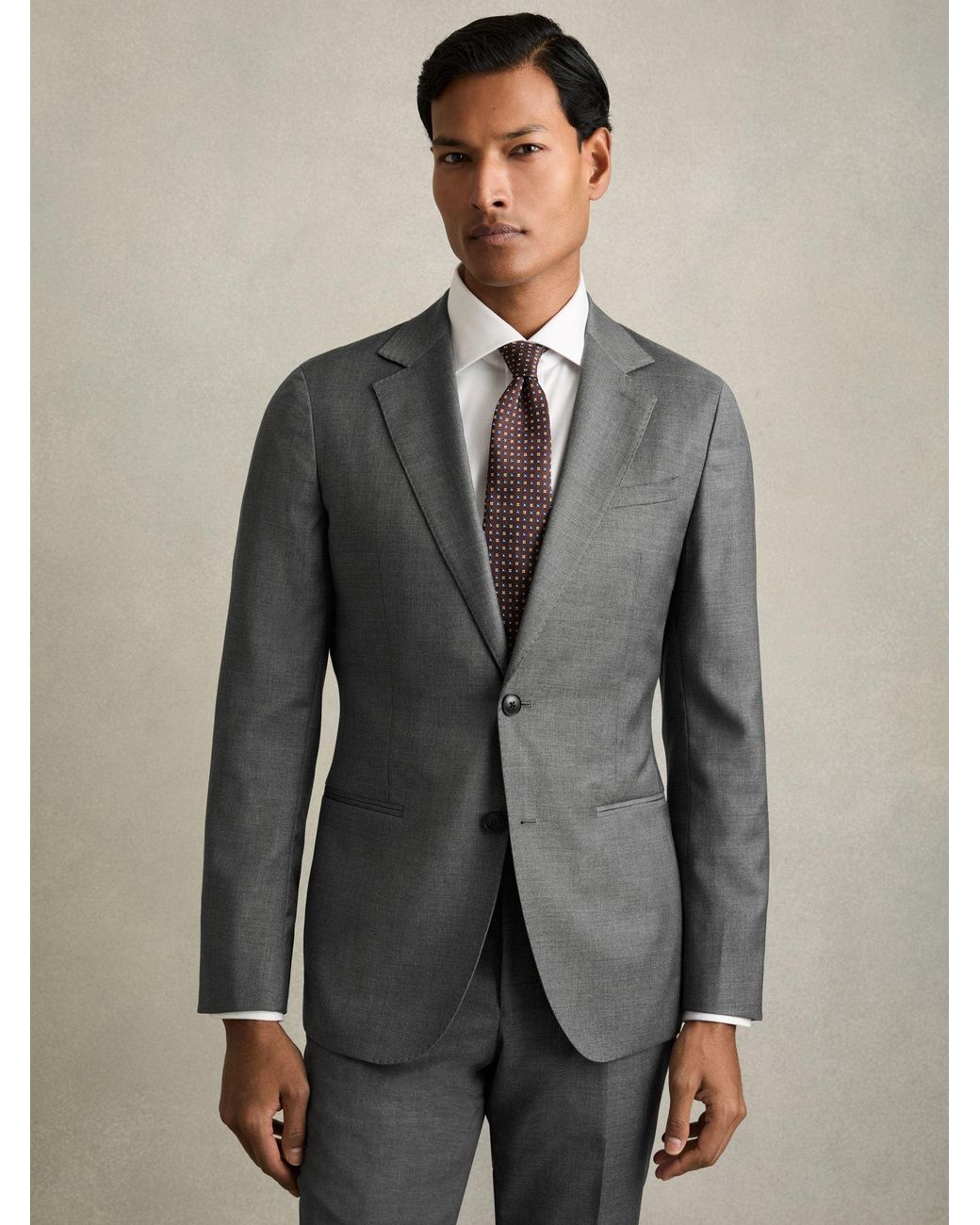 Reiss Gray Slim-Fit Single Breasted Wool Suit Jacket for men