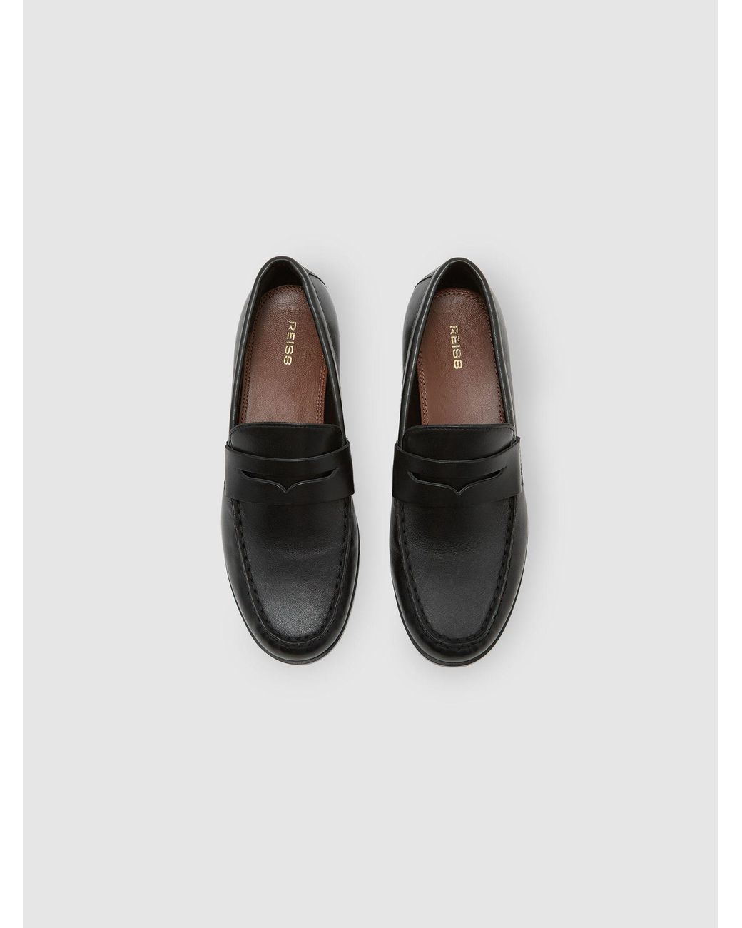 Reiss Black Leather Penny Loafers