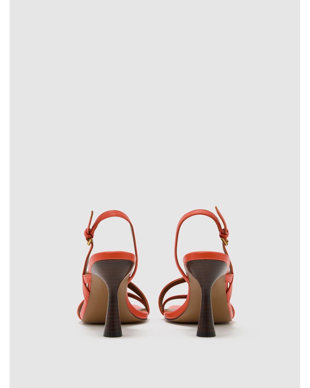 Reiss Pink Leather Cross-Strap Heeled Shoes