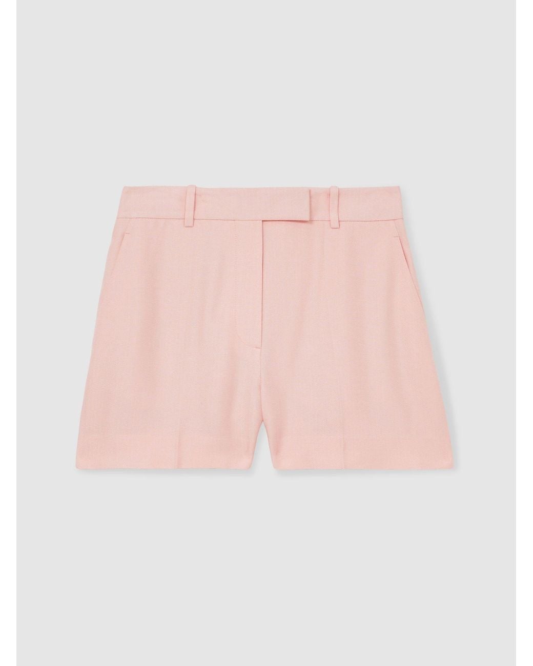 Reiss Pink Magda Mid-Rise Tailored Shorts