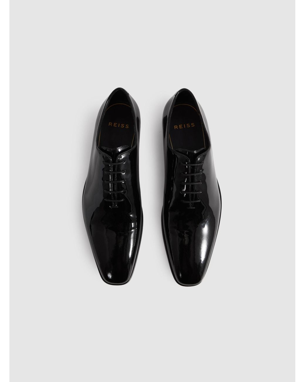 Reiss White Mead - Black Patent Leather Lace-up Wholecut Oxford Shoes, Us 10 (uk 9) for men