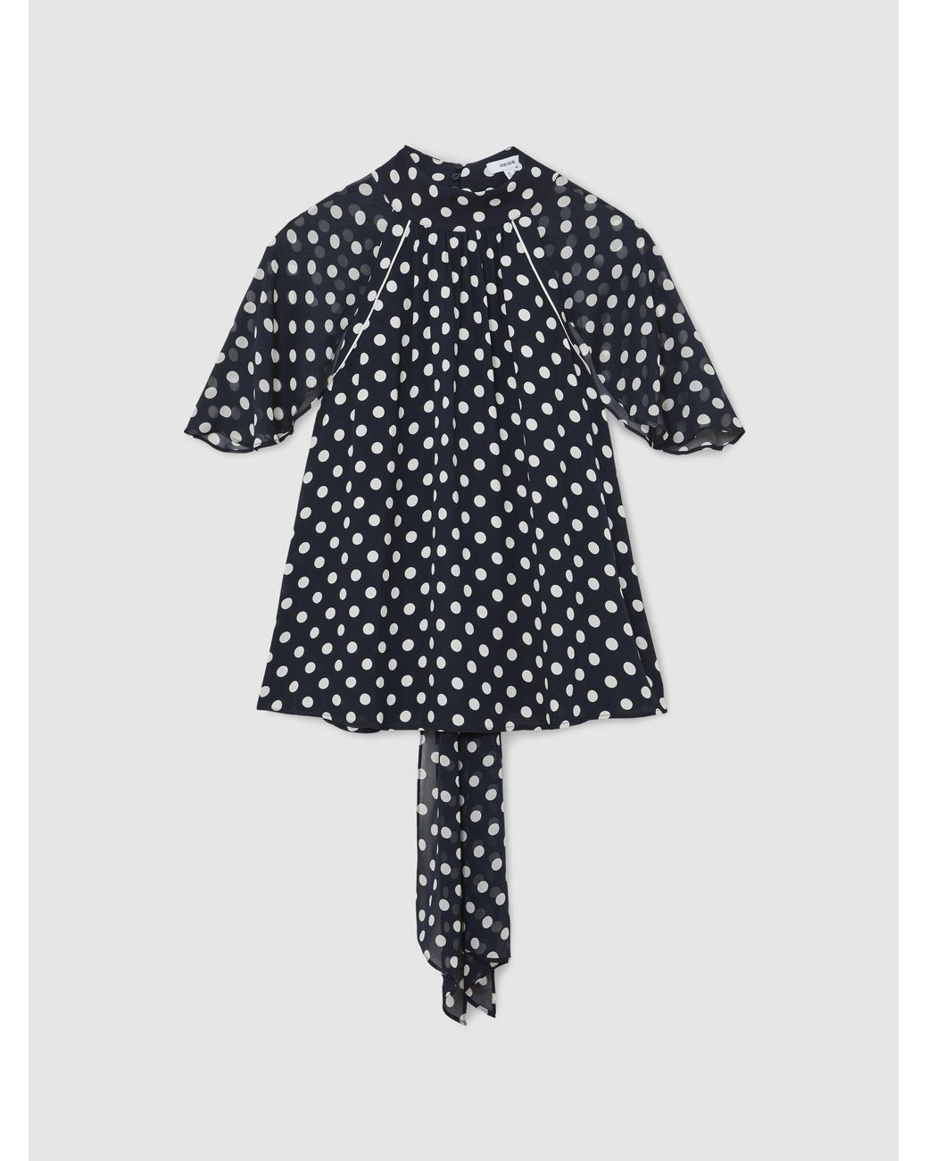 Reiss Multicolor Alliana Polka-Dot Tie-Neck Blouse