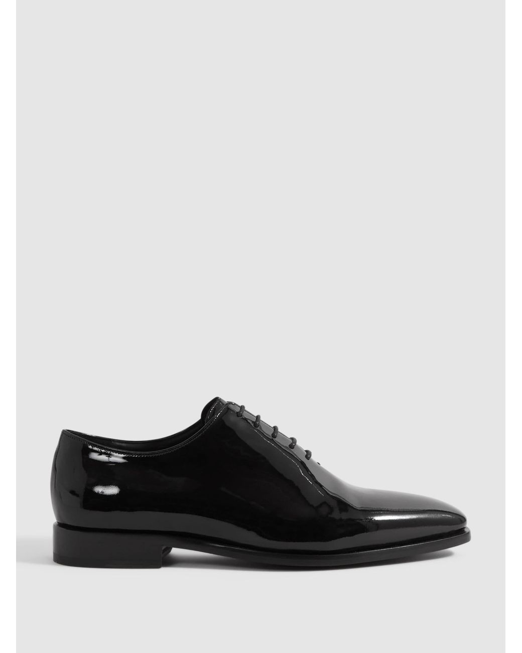 Reiss White Mead - Black Patent Leather Lace-up Wholecut Oxford Shoes, Us 10 (uk 9) for men