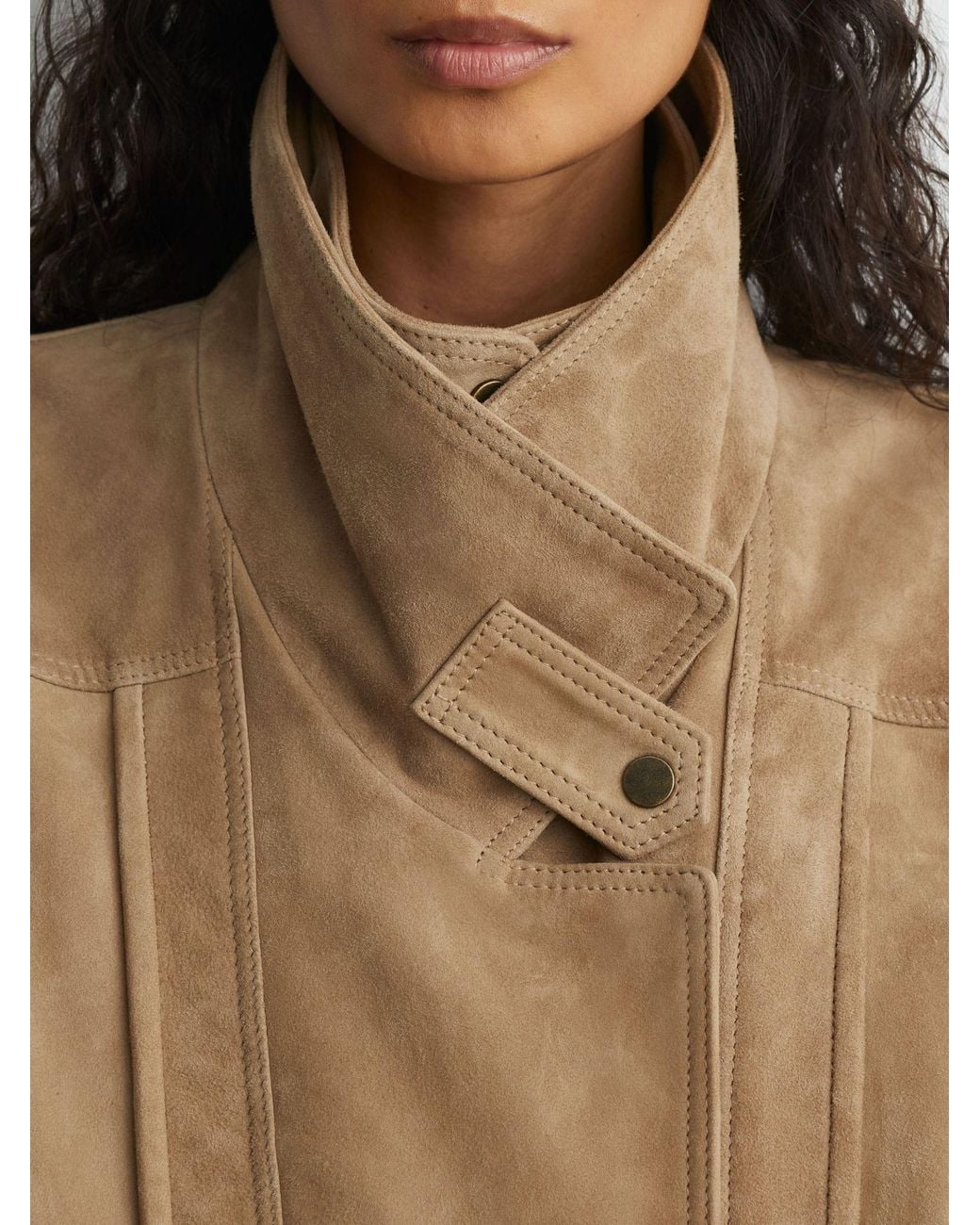 Reiss Natural Suede Double-Layer Relaxed-Fit Jacket