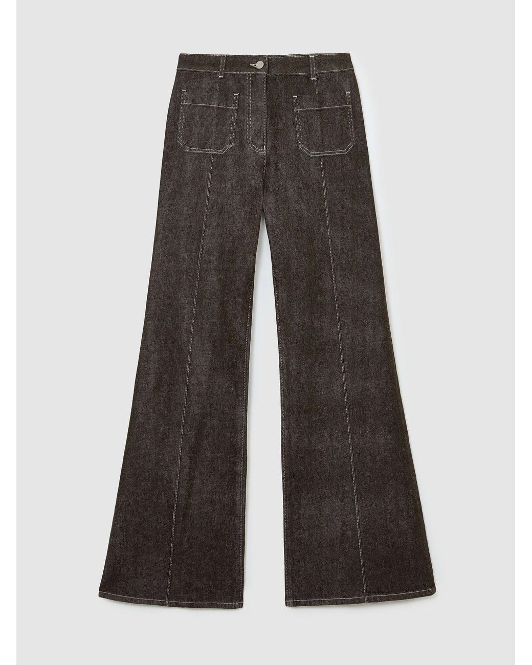 Reiss Blue Patch-Pocket Flared Jeans