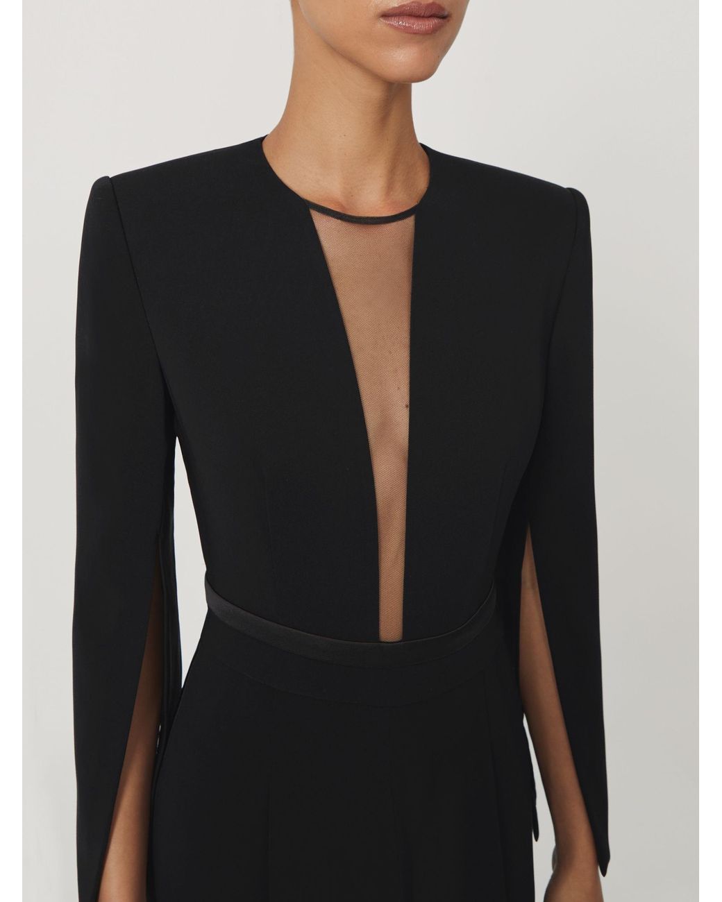 Reiss White Plunge-Neck Split-Sleeve Jumpsuit