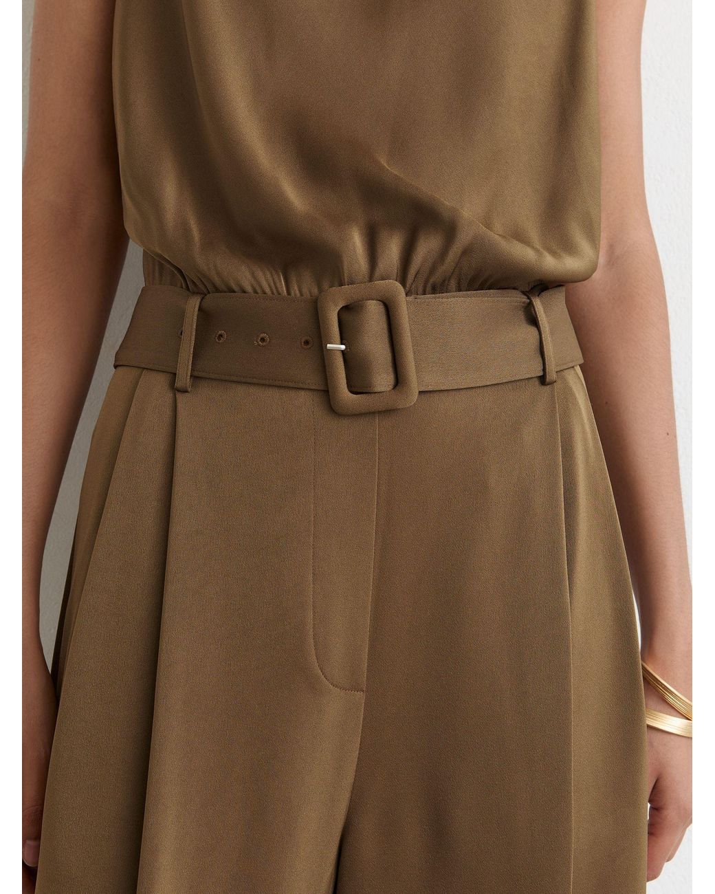 Reiss Natural Satin Cowl-Neck Wide-Leg Jumpsuit