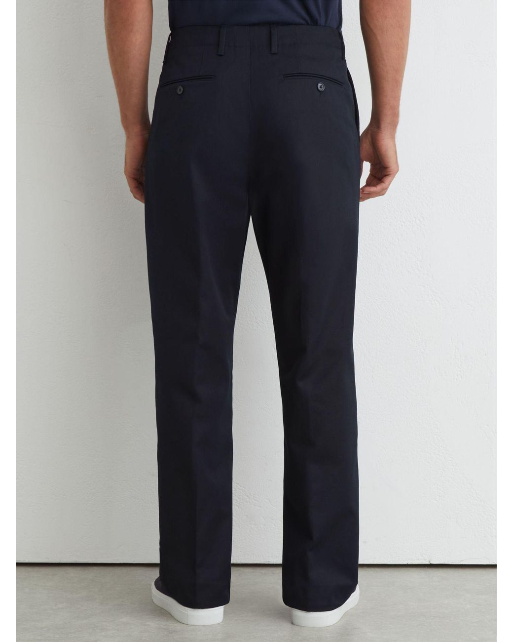 Reiss Blue Look - Navy Cotton Slub Pleated Relaxed-fit Trousers, 28 for men