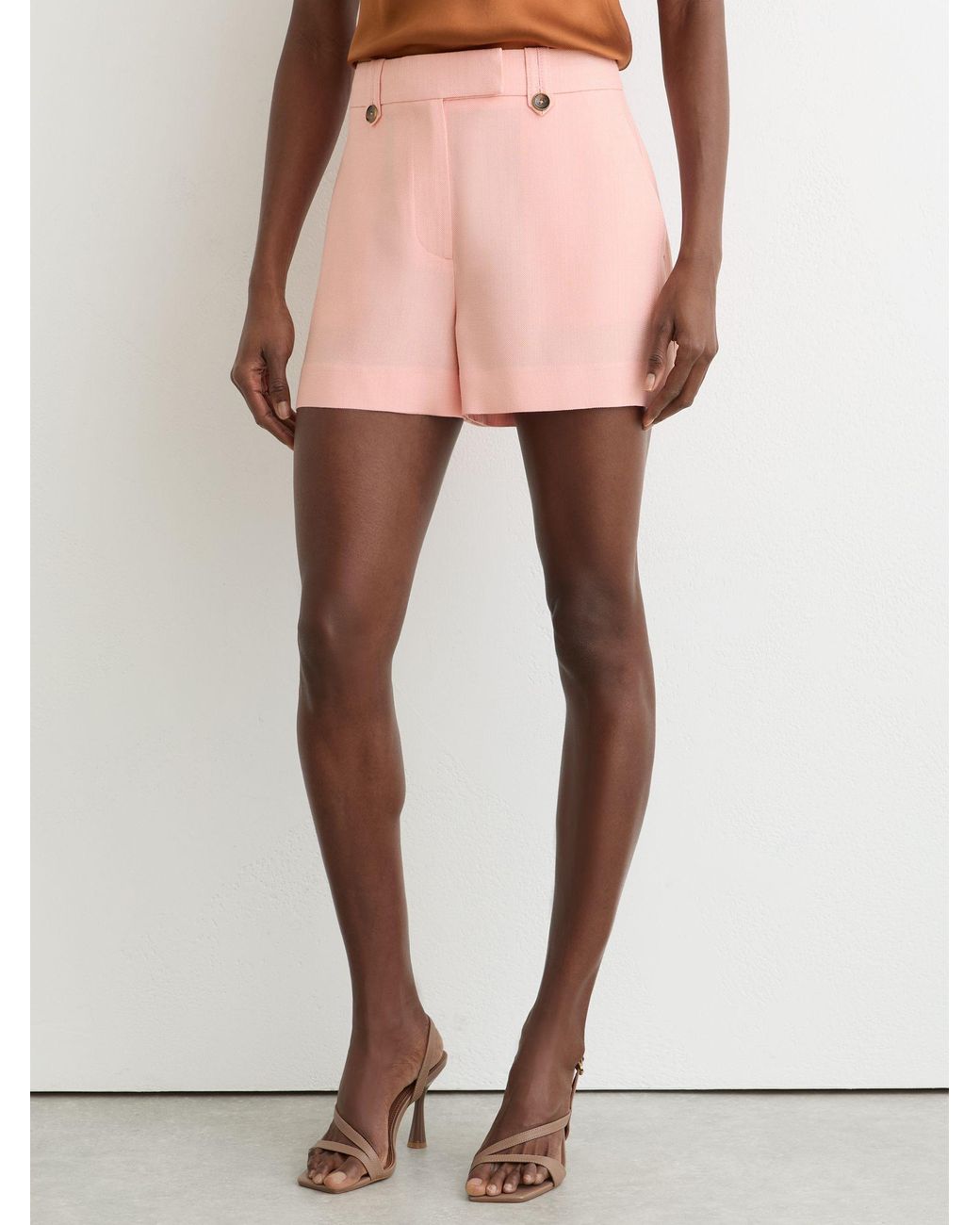Reiss Pink Magda Mid-Rise Tailored Shorts