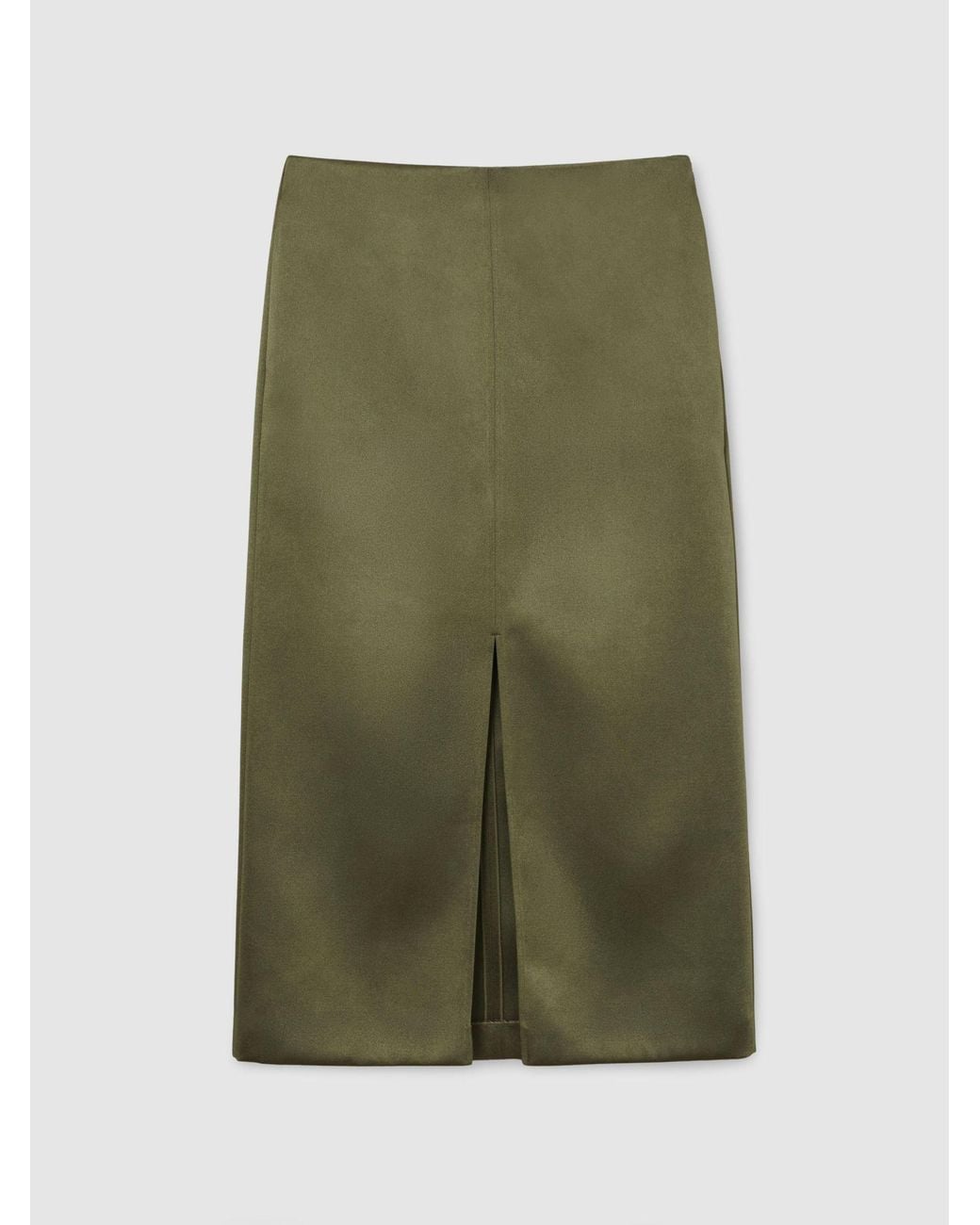 Reiss Natural Satin Straight Midi Skirt