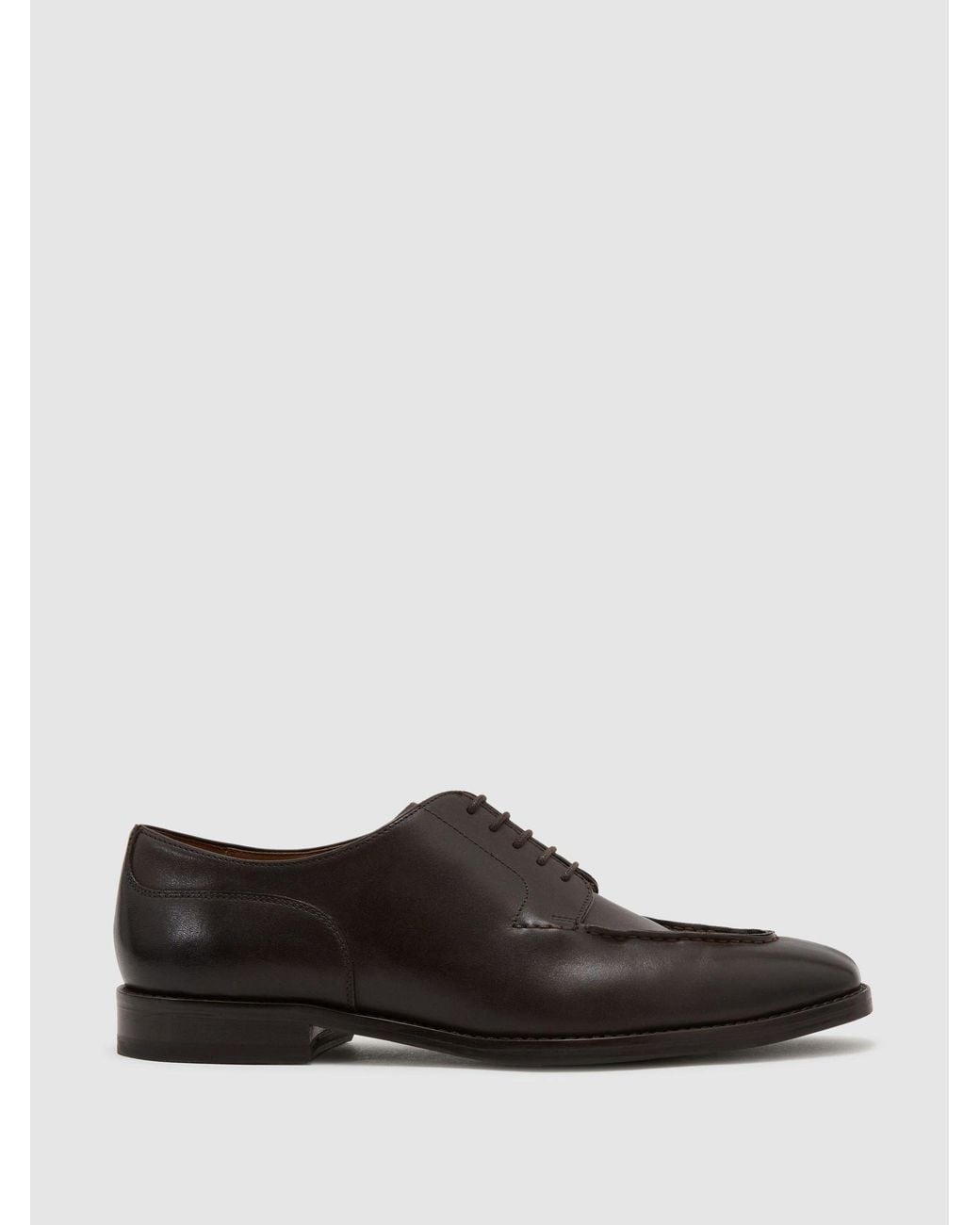 Reiss Black Leather Split-Toe Derby Shoes for men