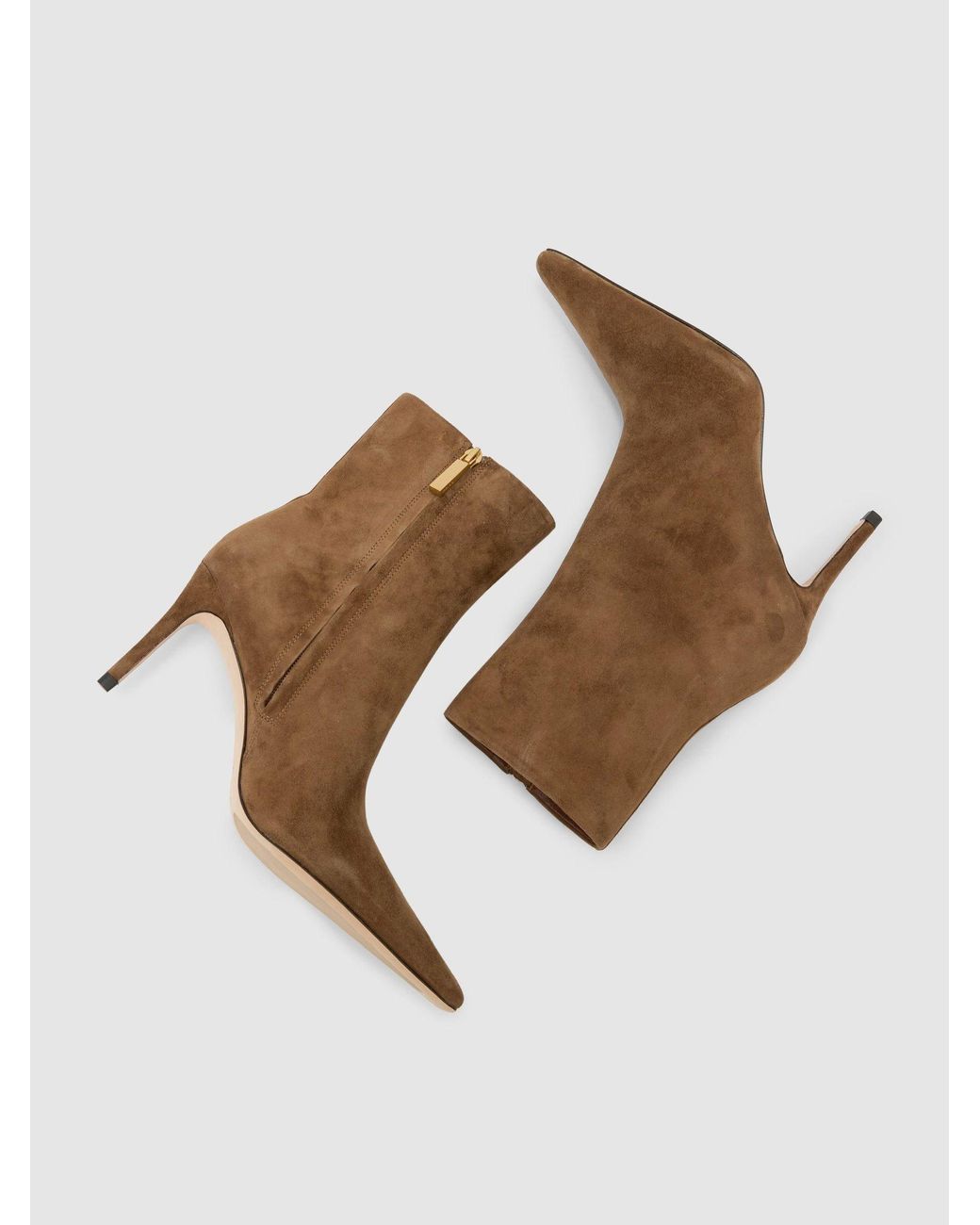 ATELIER Gray Suede Heeled Ankle Boots