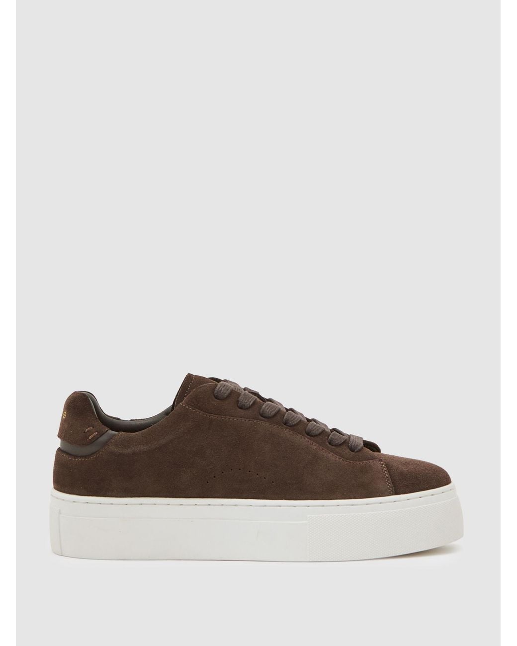Reiss Brown Francesca Leather Low-Top Trainers