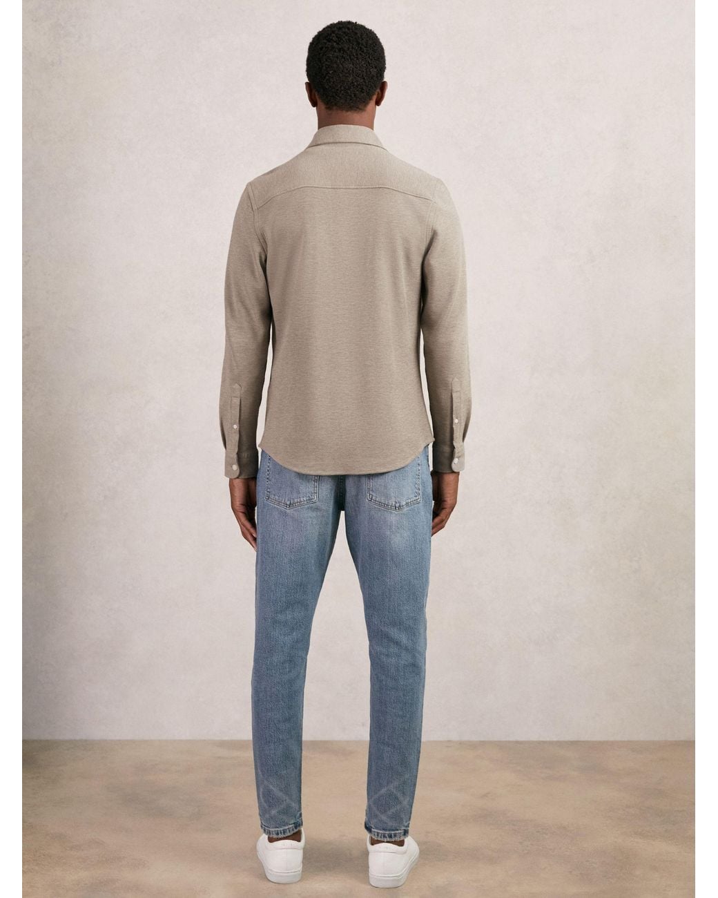 Reiss Natural Textured Twin Pocket Cotton Blend Overshirt for men