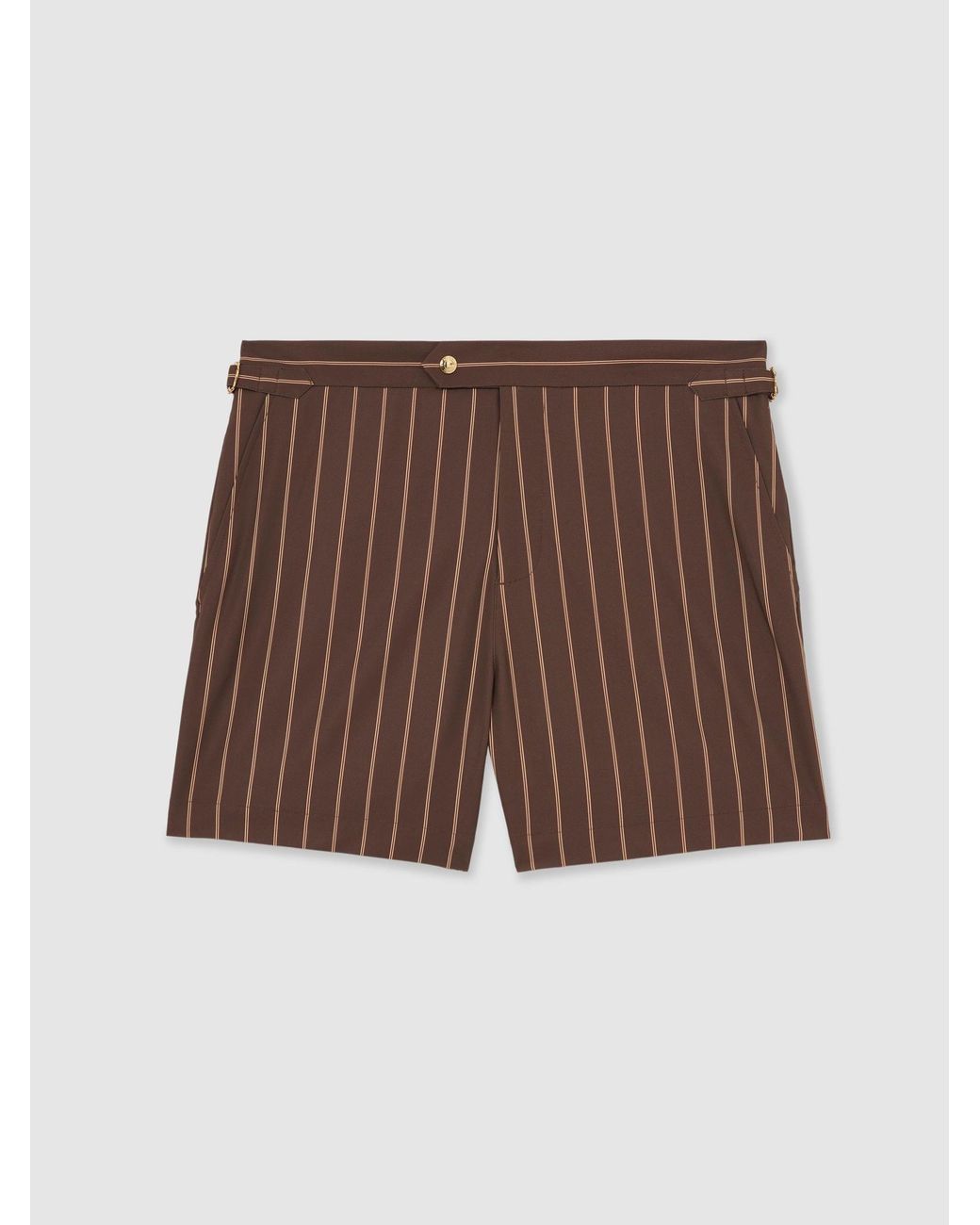 Reiss Black Presley - Dark Brown Pinstripe Side-adjuster Swim Shorts, Xxl for men