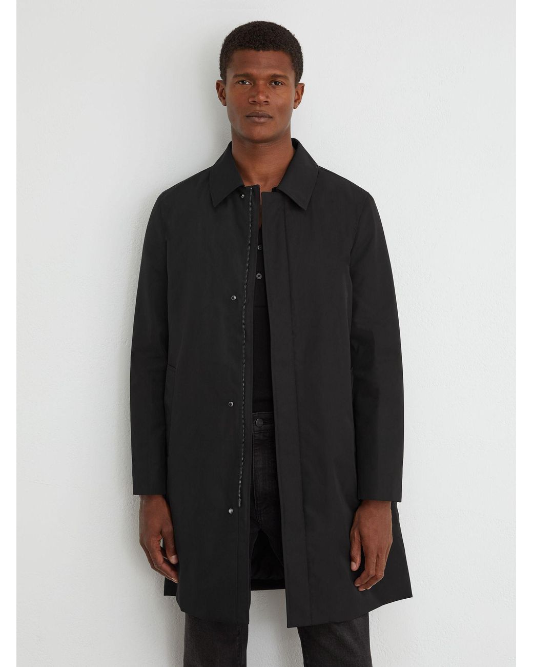 Reiss Black Technical Long Zip-Through Jacket for men