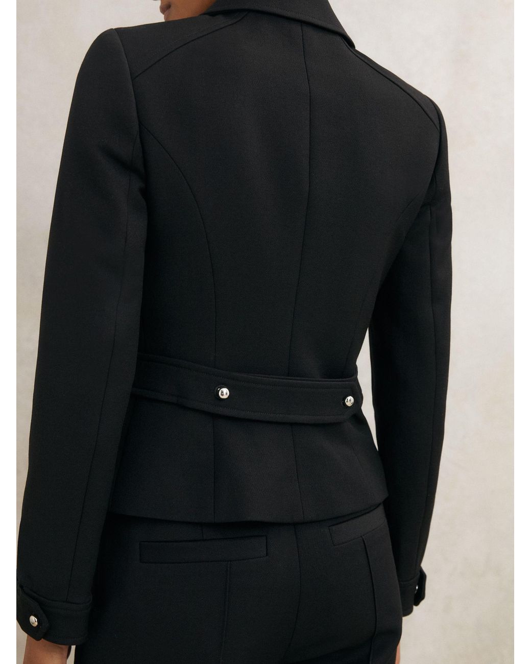 Reiss Black Atelier Wool Belted Jacket