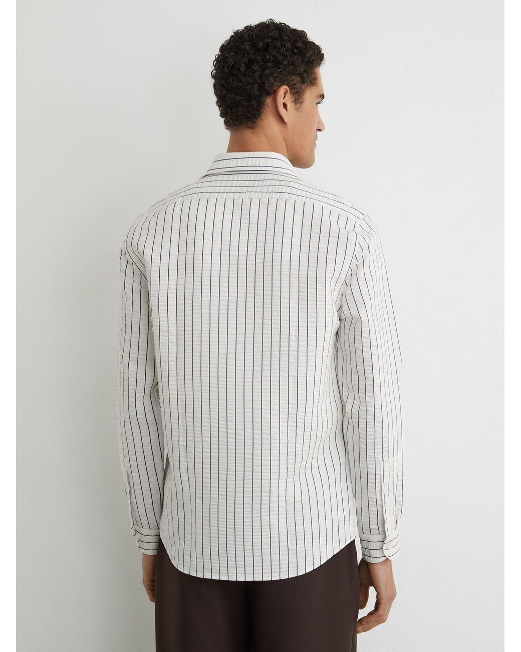 Reiss White Blend Seersucker Pinstripe Shirt Regular-Fit for men