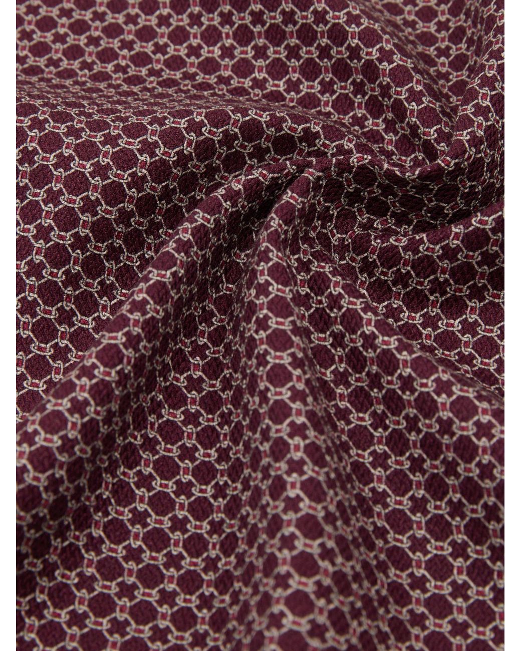 Reiss Purple Burgundy Gennaro Silk Geometric Chain-Print Pocket Square for men
