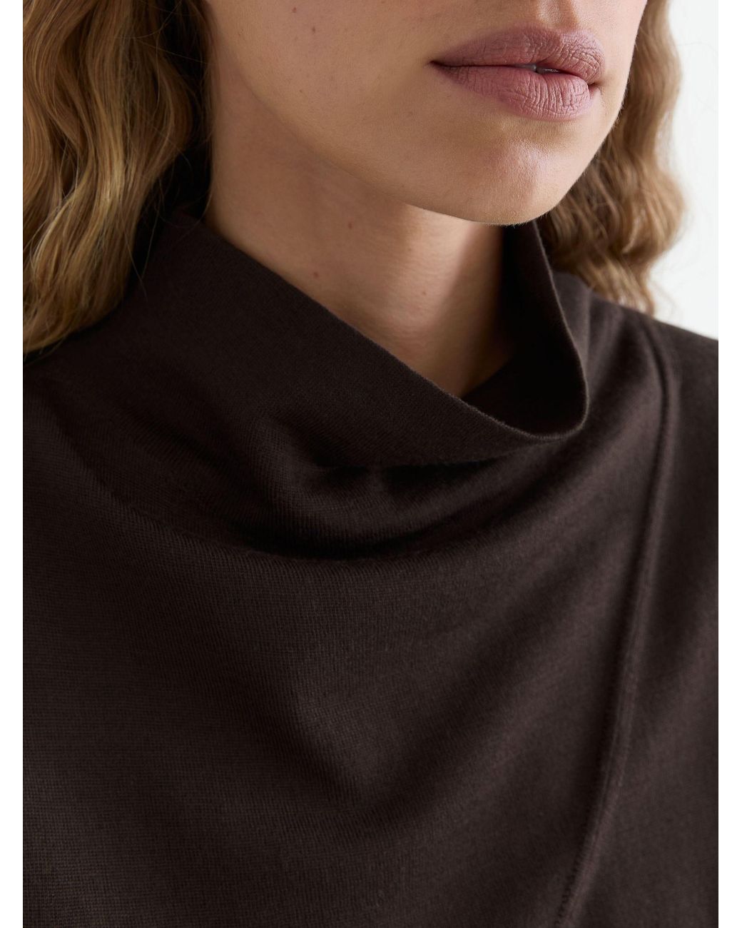 Reiss Multicolor Honey - Chocolate Brown Ultra-soft Merino Wool Funnel-neck Vest, Xl (us 16-18)