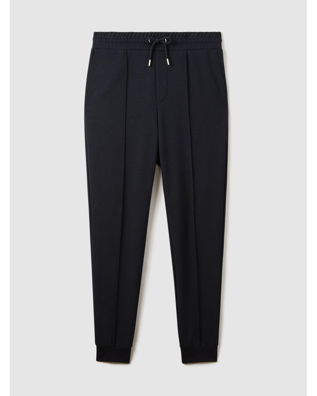 Reiss Black Premier - Navy Blue Interlock Joggers for men