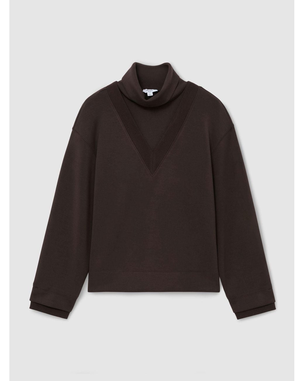 Reiss Abigail - Dark Chocolate Brown Premium Interlock Double-layer Sweatshirt, S (us 4-6)