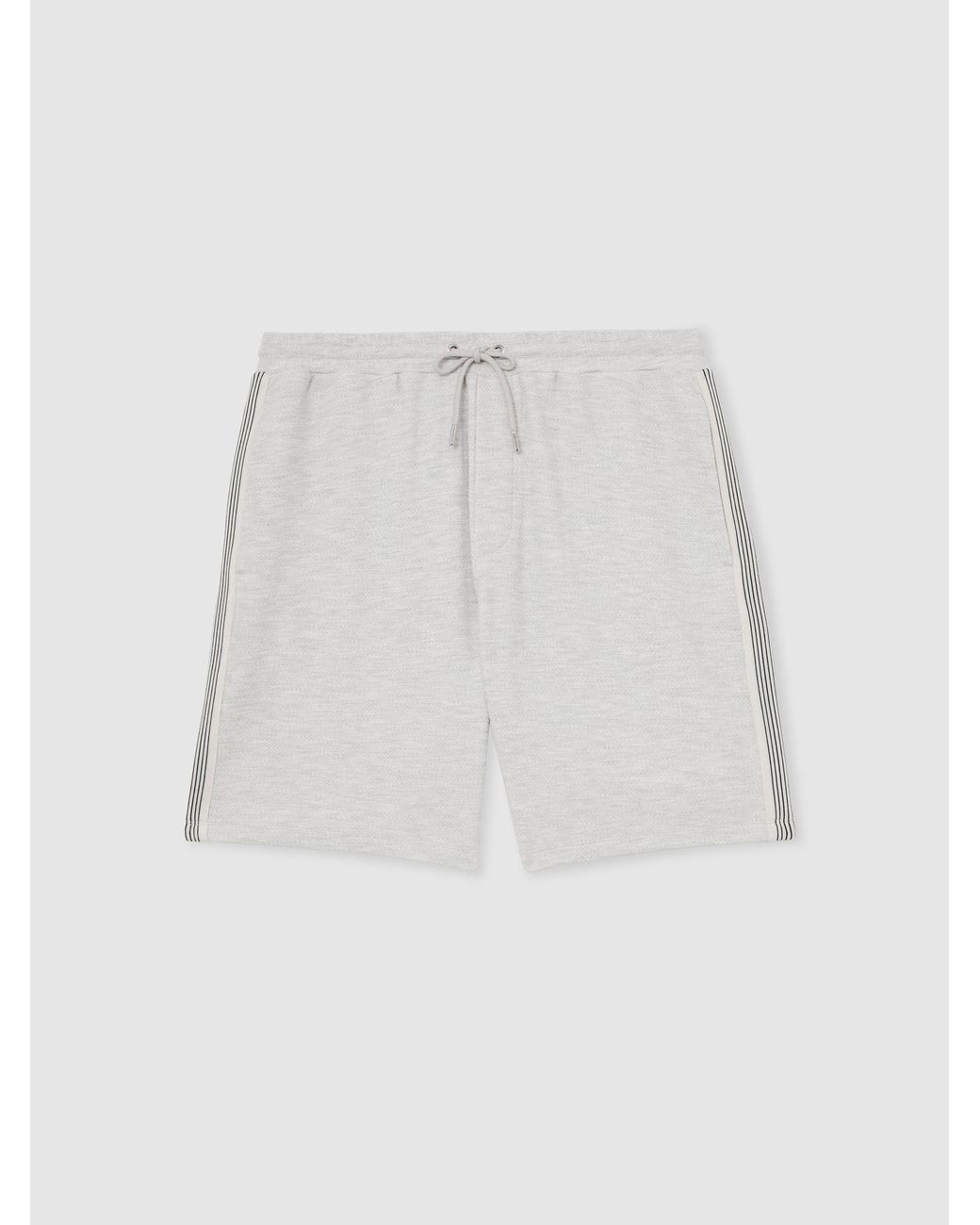 Reiss Natural Textured Side-Stripe Drawstring Shorts for men