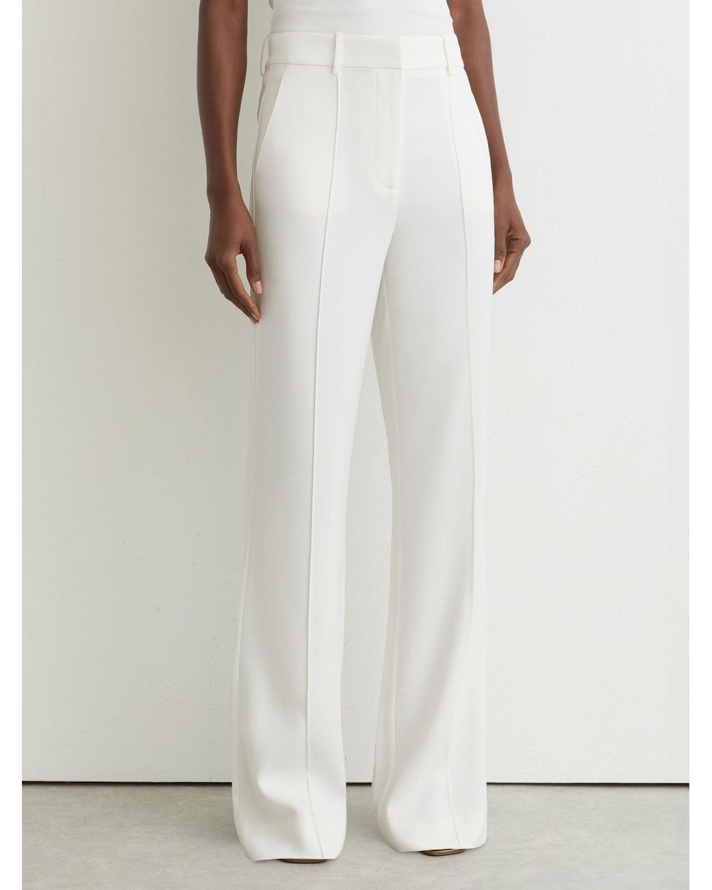 Reiss Natural Wide-Leg Seam-Detail Trousers