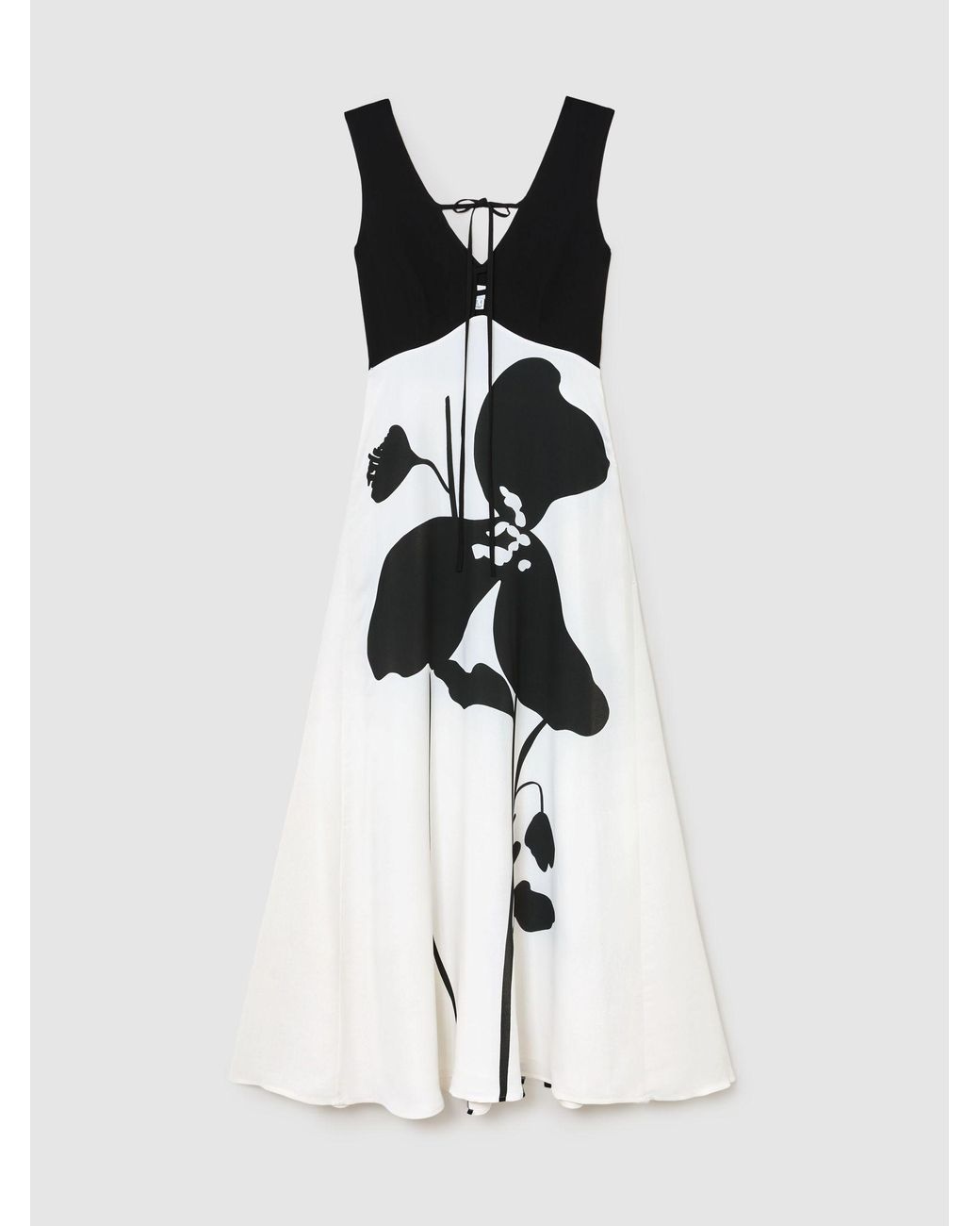 Reiss White Graphic Floral-Print Maxi Dress