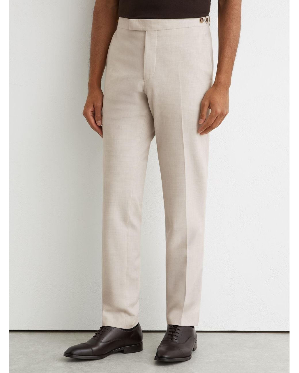 Reiss Natural Slim-Fit Textured Suit Trousers With Wool for men