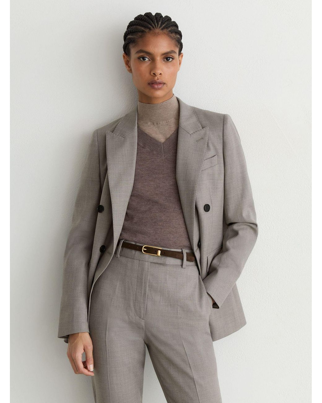 Reiss Natural Wool-Blend Slim-Leg Trousers