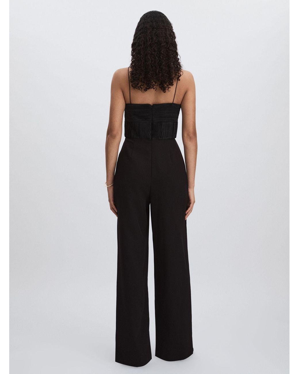 AMUR Black Cady Rosette Jumpsuit