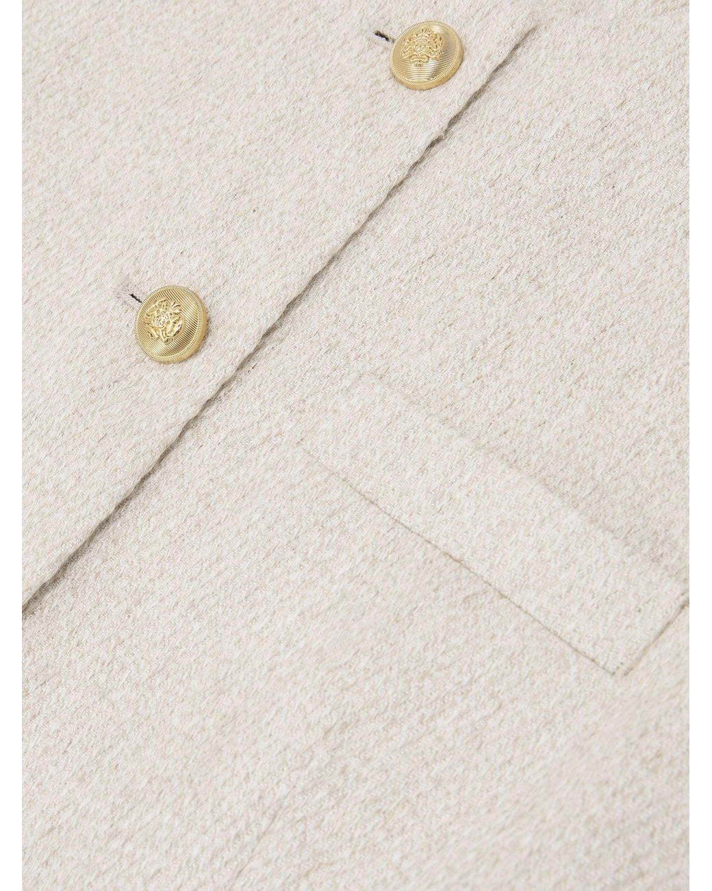 Reiss White Neutral Nolah Linen-Blend Textured Long-Line Waistcoat