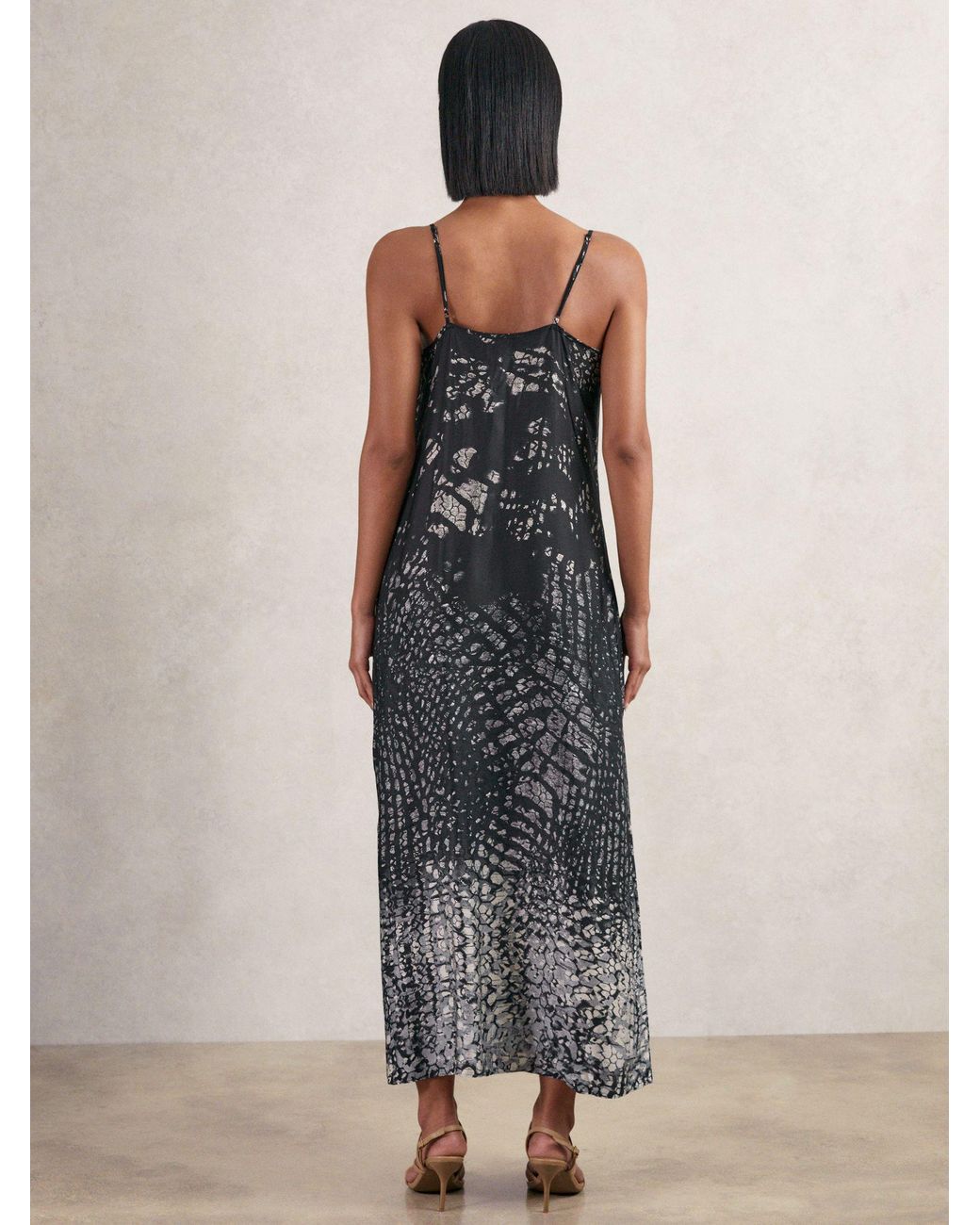Reiss Blue Printed Maxi Slip Dress