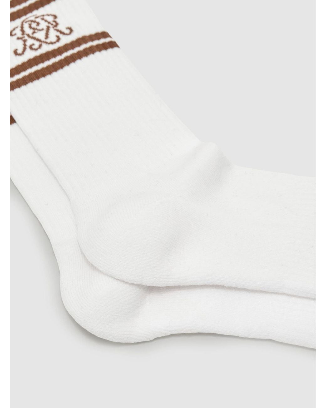 Reiss White Camel Monogram Cotton-Blend Rib Sport Socks, M & L for men