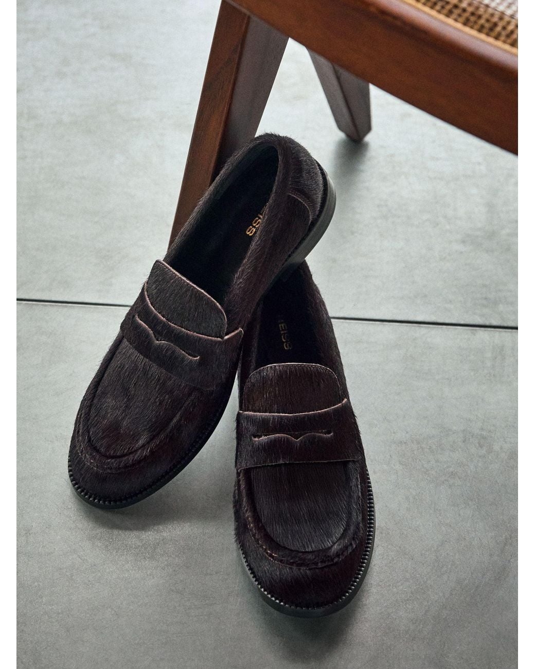 Reiss Black Leather Pony-Effect Loafers
