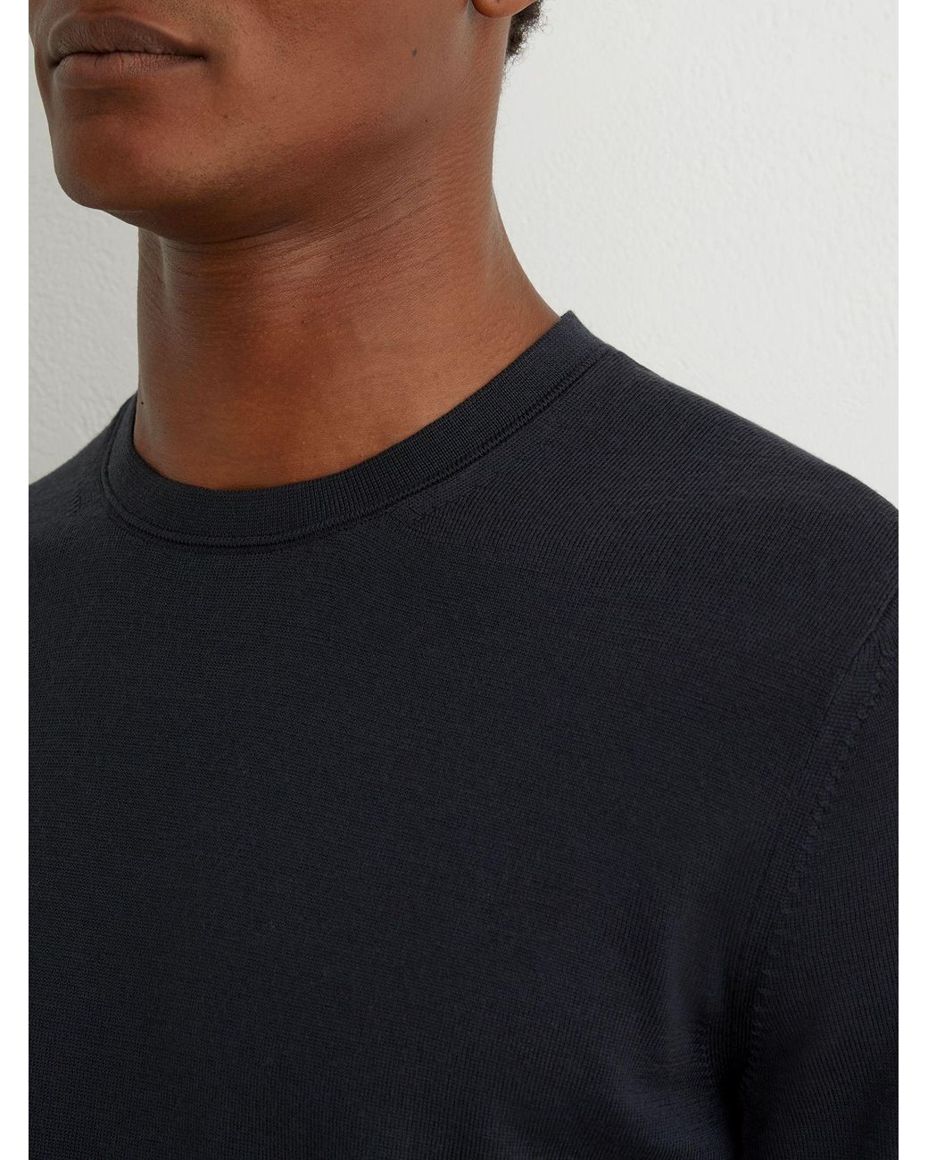 Reiss Blue Wessex - Vulcan Grey Merino Wool Crew-neck Jumper, S for men