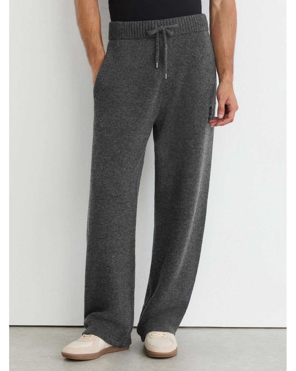 Reiss Green Monogram Wool Relaxed-Fit Knitted Joggers for men