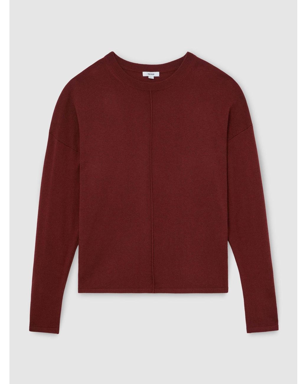 Reiss Red Wool-Blend Reverse-Seam Jumper With Cashmere